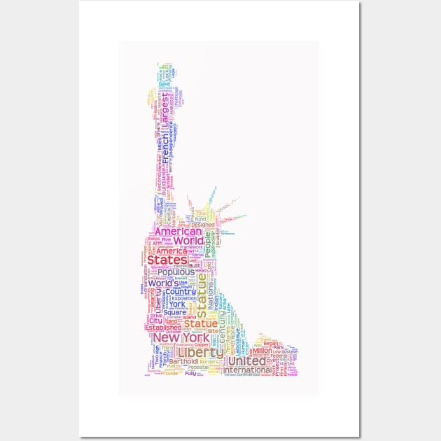 Statue of Liberty Travel Text Word Cloud Wall Art by Cubebox